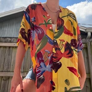 SHEER BEADED BUTTON DOWN